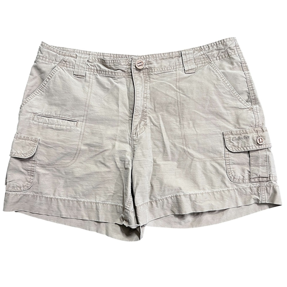 Cabelas Womens Cargo Shorts‎ Size 14 Beige Utility Outdoor Casual Everyday